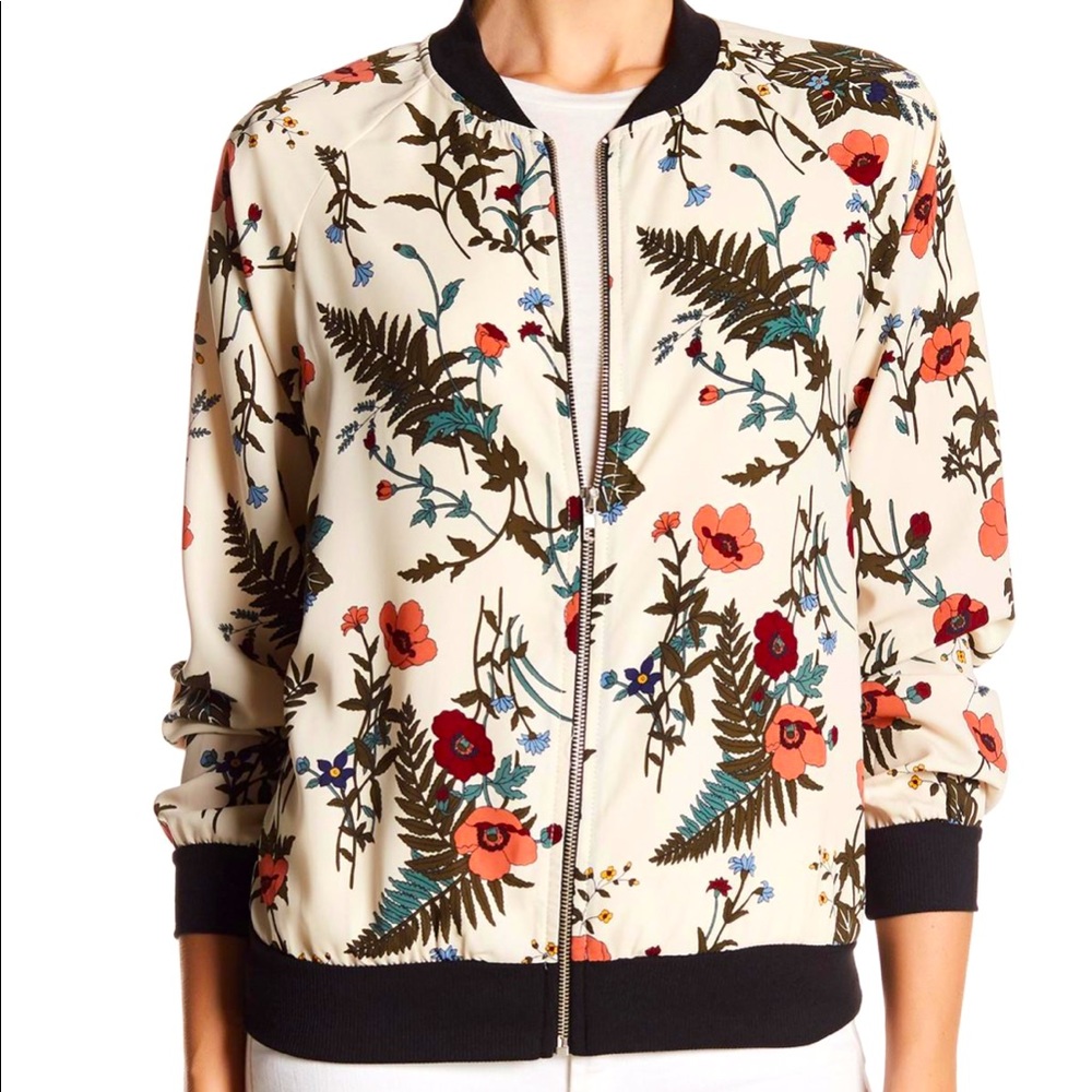 West Kei floral bomber zip front jacket, size S
